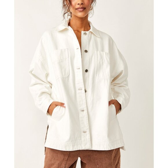 Free People Jackets & Blazers - FREE PEOPLE Madison City Twill Jacket / Optic White. NWT❤️Sz XS🆕